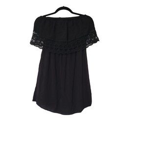 Xhilaration black boat neck off the shoulder mini dress Woman's size medium 1204